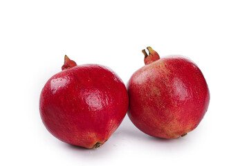 Fresh Red Pomegranates Isolated on White Background - Healthy Organic Superfruit