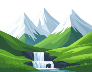 “Nature Scenery Illustration Pack (Mountains, Hills, Waterfalls)”