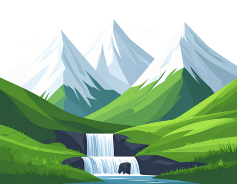 “Nature Scenery Illustration Pack (Mountains, Hills, Waterfalls)”