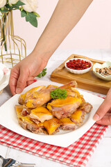 Hubei Salt-Baked Preserved Chicken Traditional Chinese Specialty Air-Dried Poultry Dish with Golden Glaze