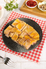 Salt-Baked Preserved Chicken Hubei Specialty Cut Pieces Traditional Chinese Cuisine Marinated Air-Dried White Background