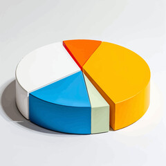 Obraz premium Isometric 3D pie chart with colorful segments for data visualization, a clean and professional business vector graphic