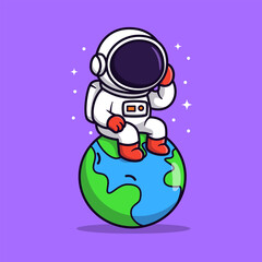 Astronaut Sitting on The Earth Illustration