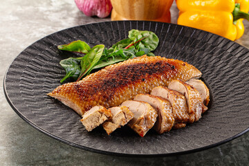 Roasted duck breast with slices