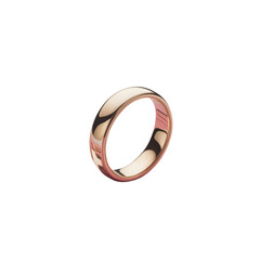 A gold wedding band ring on transparent background