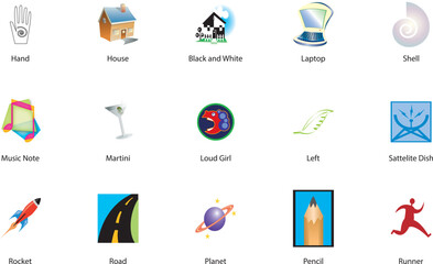 Abstract geometric logo elements with vibrant color palette isolated on white background