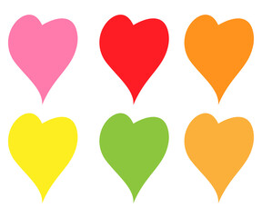 Colorful heart shapes collection isolated on white background