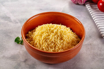 Boiled wheat couscous grain garnish