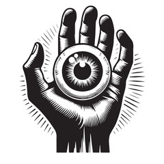 Black Eyeball Silhouette Vector Illustration design, Solid White Background