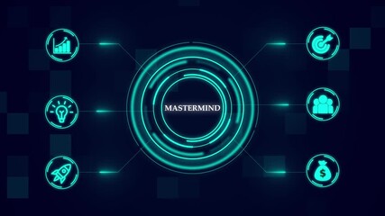 Mastermind, futuristic holographic advanced HUD circle platform Business, Technology concept. Business, technology, internet and network concept. Digital technology background. - Powered by Adobe