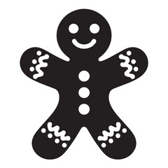 Black Gingerbread Man Silhouette Vector Illustration design, Solid White Background