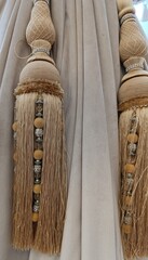 white silk curtain, interior decor elements, curtain decoration, portiere
