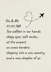 Minimal Travel Love Quote Poster - Romantic Airport Morning Poster – You and Me