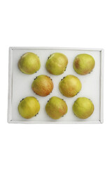 Fresh Green Pears in White Gift Box - Premium Fruit Packaging Display