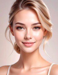 Naklejka premium Close-up portrait of a young woman with perfect skin