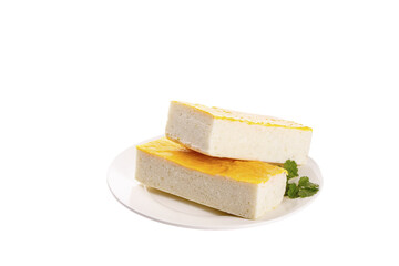 Jingzhou Fish Cake Specialty Slices on White Plate - Traditional Chinese Regional Food