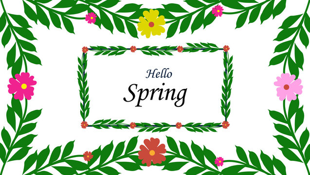 Spring background with modern geometric floral frame.