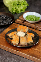 Yunnan Black Tofu with Orange Spice Coating - Traditional Shiping Style Chinese Cuisine
