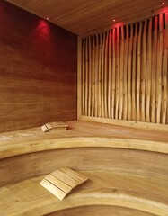 empty sauna in a spa center
