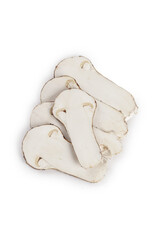 Fresh Sliced Mushrooms on White Background - Cooking Ingredients