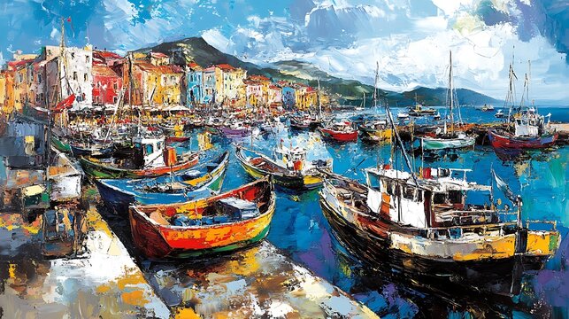 Vibrant painting of a blooming garden bote