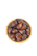 Indonesian Snake Fruit from Bali and Yunnan in Woven Basket on White Background - Fresh Tropical Exotic Produce