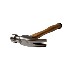 Obraz premium Classic Wooden Claw Hammer with Steel Head Transparent PNG | Realistic Oak Handle Hammer on White Background Transparent PNG