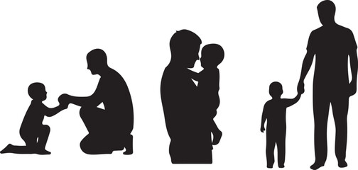 father and baby silhouette illustration vector