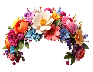 Flower crown on transparent background, floral headband head, flower hair wreath, png