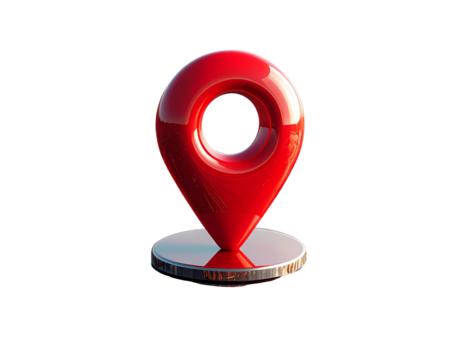 Glossy Red 3D Map Pointer Icon Location Marker Navigation Symbol