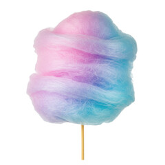 Cotton candy on a stick isolated on white on transparent background