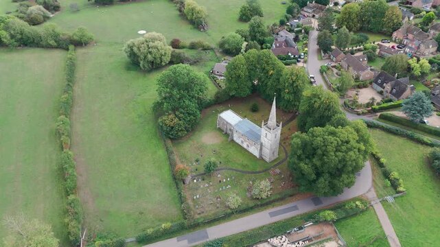 St Edmund's Church, Egleton, UK, filmed from above.