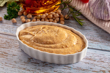 Organic homemade hummus creamy snack