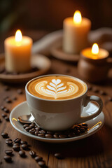 coffee latte art with coffee beans