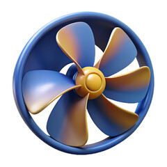 Blue and Yellow Propeller Fan blades wind