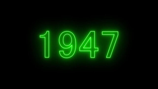 Neon line text 1947 icon animation. 1947title metal text animation on a background.