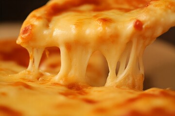 Close-up of Melted Cheese on Pizza