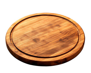 Round wooden board displays a grooved ring detail 
