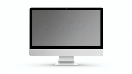 A blank computer monitor with a sleek design, featuring a thin black bezel and a silver stand, isolated on a white background