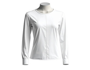 Side-Angle View of White Women’s Formal Shirt on Invisible Mannequin, Background Removed