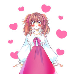 ロリータ服の女性　ときめく　赤色