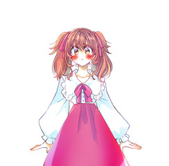 ロリータ服の女性　ときめく　赤色