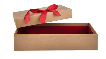 Box, paper box, gift box with a red bow, transparent picture, cutout, png picture