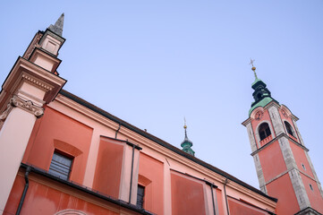 Franciscan Church of the Annunciation next to the Preseren Square in Ljubljana