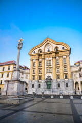 Ursuline Holy Trinity church on Congress square in Ljubljana
