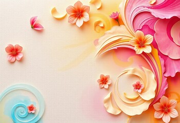 Abstract floral swirls, pastel hues on textured background,  watercolour,  artwork