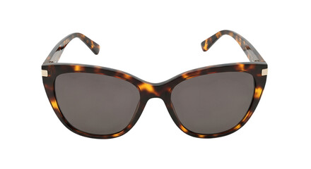 Stylish tortoiseshell cat-eye sunglasses with dark lenses isolated on black background fashion accessory