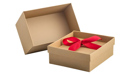 Box, paper box, gift box with a red bow, transparent picture, cutout, png picture