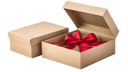 Box, paper box, gift box with a red bow, transparent picture, cutout, png picture