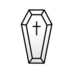 Coffin Line Icon. Black And White Halloween Vector Illustration.